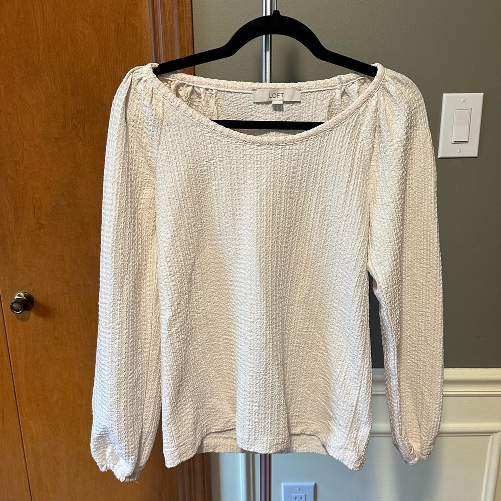 Loft ivory boatneck blouse